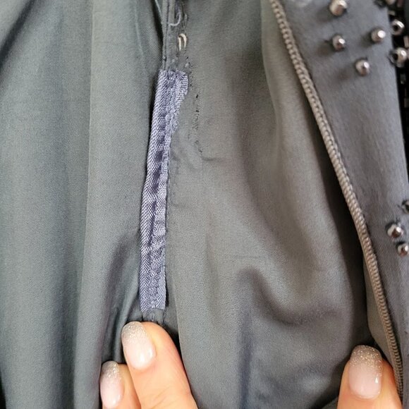 Sean Collection Beaded Long Gown Short Sleeve High Waist Blue Gray Dress Size Sm - Picture 15 of 15